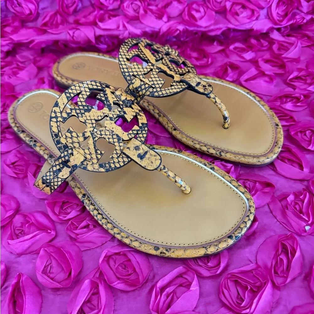 Tory Burch MILLER SANDAL, EMBOSSED LEATHER